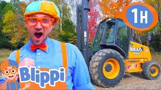 Blippi Explores a Forklift! | 1 HOUR OF BLIPPI TOYS | Construction Vehicle Videos for Kids