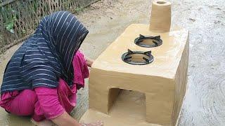 How to make 2 in 1 Multiple Village Chulha । Primitive Village kitchen Makeover। Mitti da #viral