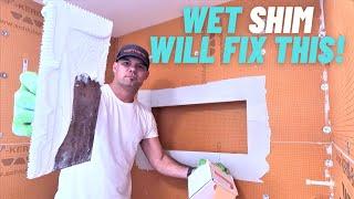 Tile Guy Pulled Out! Schluter Wet Shim Fixes it All!