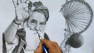 Pencil Drawing Tutorial! Pencil Drawing of Yogi Ram surat kumar. Shading Tutorial Step by Step!