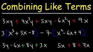 Combining Like Terms Using The Distributive Property - Algebra