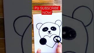 Learn How to draw a cute Panda  holding a heart ️ #shorts #shortvideo #subscribe #panda #heart