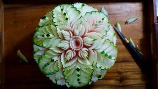 Watermelon carving mixed new design | fruit carving | by chef namtarn