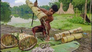 Fishing - Unique Fish Trapping Pipe By Banana Trunk & Thorns - New Way Of Catching Country Fish