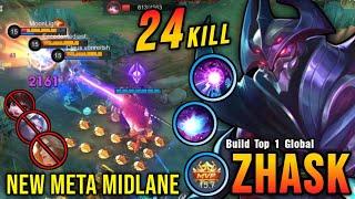 24 Kills!! Midlane Zhask is Deadly (ONE HIT DELETE) - Build Top 1 Global Zhask ~ MLBB