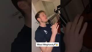 Wout Weghorst singing passionately 