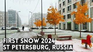 FIRST SNOW in St Petersburg, Russia (2nd of November, 2024)