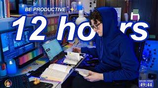 STUDY WITH ME LIVE | 12 HOURS  Harvard Alumnus, Chill Work With Me, Rain Sounds, Pomodoro Timer