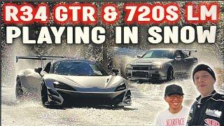 MCLAREN 720 LM AND R34 GTR VSPEC 2 DRIFTING IN SNOW - GTR BREAKS DOWN IN DEATH VALLEY -OG SCHAEFCHEN