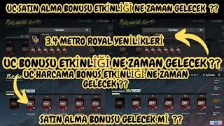 SATIN ALMA BONUSU NE ZAMAN GELİYOR TAHMİNİ TARİH | PUBG MOBİLE 3.4 METRO ROYAL YENİLİKLERİ & MAÇI