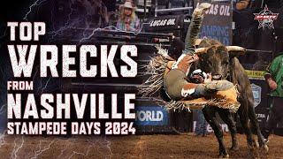 That's Gotta HURT! Top WRECKS and Saves from PBR Teams Nashville Stampede Days 2024 | PBR