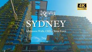 Sydney City Walking tour - Townhall, Wynyard, Chinatown | 4K