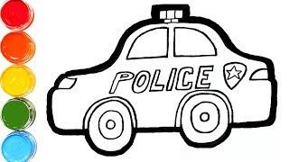 Glitter Drawing Police Car - #Drawing And #Coloring For Kids - Learn Colors - Bé tập vẽ ô tô