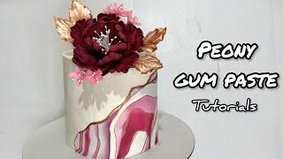 fondant Marble Cake Tutorial | peony gum paste | Cake Decorating Tutorial |girl cake