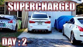 BUILDING A SUPERCHARGED Q50!! | Day 2