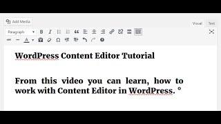 WordPress Content Editor Tutorial