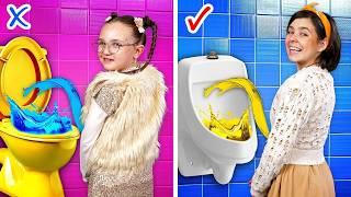 Rich Kid VS Poor Girl - Gadgets Vs Hacks || Cool Toilet Tips & Funny Situations