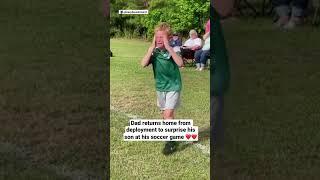 Dad returns home from deployment to surprise his son at his soccer game ️️