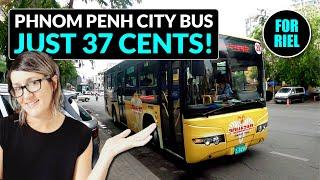 Taking a city bus in Phnom Penh, Cambodia! Routes, fares, timetables! #forriel