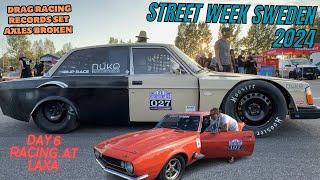 Street week 2024 Day 6 Drag racing at Laxa crazy volvos race, axles brake at sweden drag week