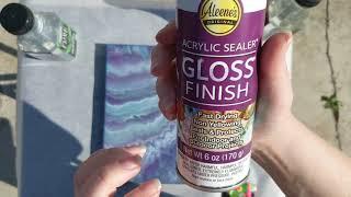 Sealing an Acrylic Pour Painting with Aleene's Spray Gloss Finish