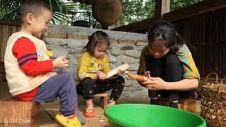 After Loi and Thao left home, Bun and Bin helped me peel cassava and take it to the market to sell