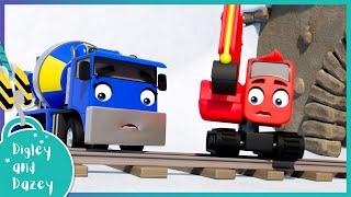 Tunnel TRAP!!!   | Digley and Dazey | Kids Construction Truck Cartoons