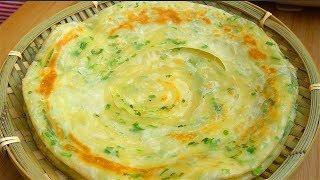 The practice of green onion cakes is not hot and battered, crispy and multilayered! good to eat!