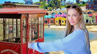 Capitola. California's Colorful Italian Village & Secret Hillside Cable Car Restaurant