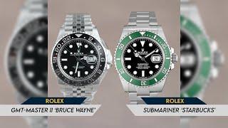 Rolex Submariner 'Starbucks' and a Rolex GMT-Master II 'Bruce Wayne'