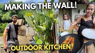 building the wall of our outdoor kitchen | Island Life, Palawan, Philippines