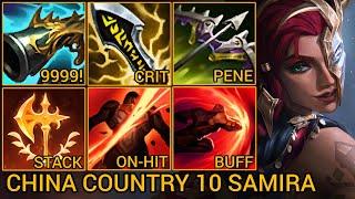 Pentakills Country Top 10 Samira 31/3/6 MVP - China Server Wild Rift High Elo Tier Builds & Runes