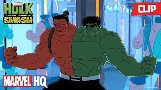 Hulk and Red Hulk Fight Fing Fang Foom Together 