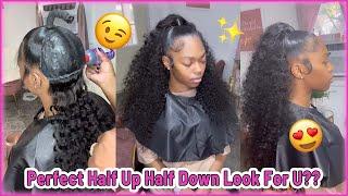 #Elfinhair Review For Human Hair Bundles Half Up Half Down Quick Wave Hair Tutorial, Deep Wave Hair