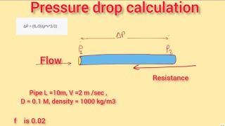 pressure drop calculation in pipe with Example