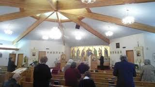 20190210 Rick singing Ukrainian church Vernon BC   2nd youngest person in  Church