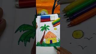 how to draw a house secnry cute drawing #drawing #art #video #housedrawingforkidseasy