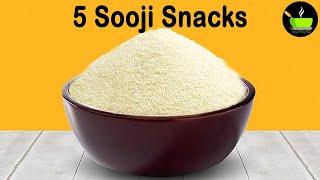 5 Quick & Easy Suji Snacks Recipe | Sooji Snacks Recipe |Teatime Sooji Snacks | Evening Snacks Ideas
