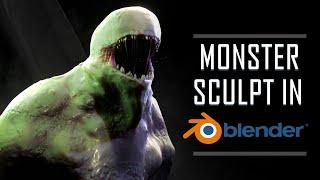 MONSTER BUST SCULPT - Blender 2.9 || (Sculpting, Texturing, Rendering)