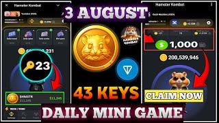 How to Unlock Key 3 August ️|Hamster Kombat Mini game 3 August|Key कैसे unlock करे ?|Airdrop Date