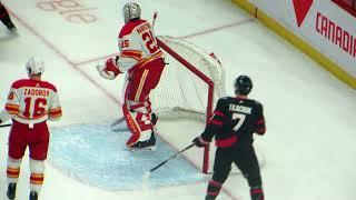 Jacob Markstrom in action during the Flames @ Senators hockey game