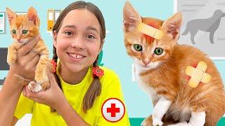 Sofia saves Kitten and goes to the vet