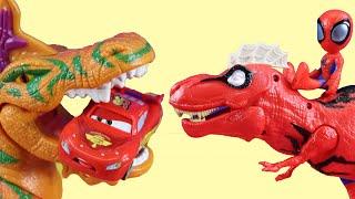 Hulk & Spidey Rex Rescue Spidey And Lightning McQueen From Dinosaur