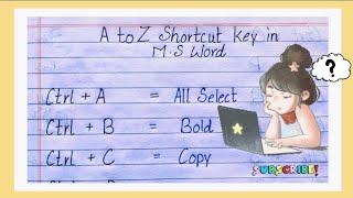 Keyboard shortcut (A to Z) || Ctrl a to z shortcut keys || Ctrl shortcut keys of computer