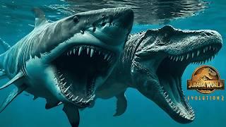 MOSASAURUS & MEGALODON vs. All Marine Reptiles |Sea Monsters Hunt & Fight|