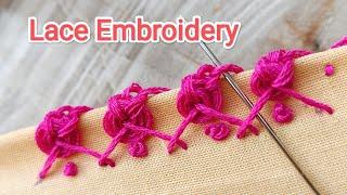 No 63 || Lace Embroidery || Edging Stitch || Needle lace Border || Randa Embroidery |