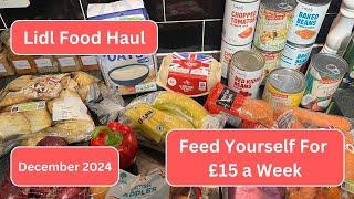 Living on £15 a Week - Lidl Food Haul - Feed Yourself for £15 - Budget Meal Plan - UK December 2024