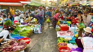 Fresh Vegetable, Fruit, Chicken, Meat at Chbar Ampov Market​ -Traditional Khmer Food Market