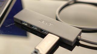 Acer USB Hub 4 Ports, Multiple USB 3.0 Hub, USB A Splitter for Laptop with USB C Power Port