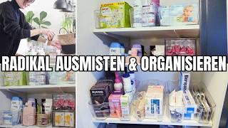 Tiny laundry room extremely organized!  Radical decluttering & clever drugstore supplies!